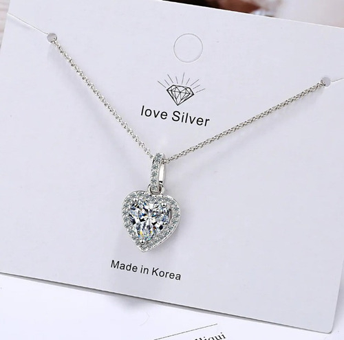 Collar De Plata 925 Con Colgante De Corazon /