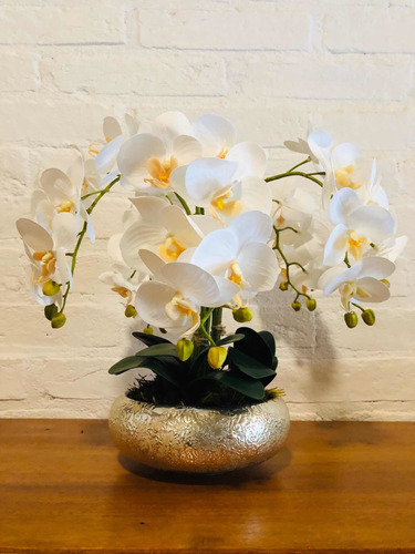 Arranjo De Orquídeas Em Silicone Toque Real, Vaso, Centro De | Parcelamento  sem juros