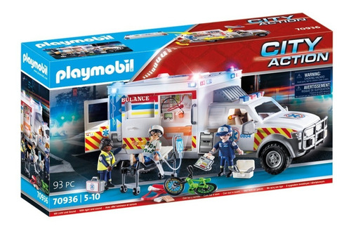 Juego Playmobil City Action Vehículo De Rescate Us Ambulance Cantidad de piezas 93