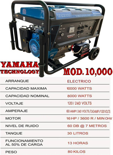 Generador Electrico Planta De Luz 8000/10000 Watts Yamaha