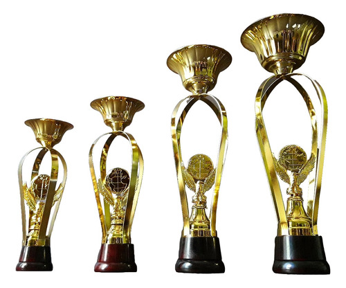 Trofeo Copa Metálico Aguila Mundo Standard Base Madera 30 Cm