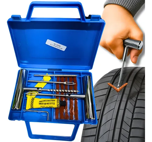 Kit Conserto Pneus Furado Sem Câmera Carro Moto Maleta 13pçs