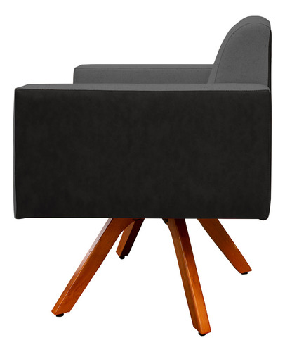 Poltrona Decorativa Giratória Helô Linho Chumbo Corano Preto