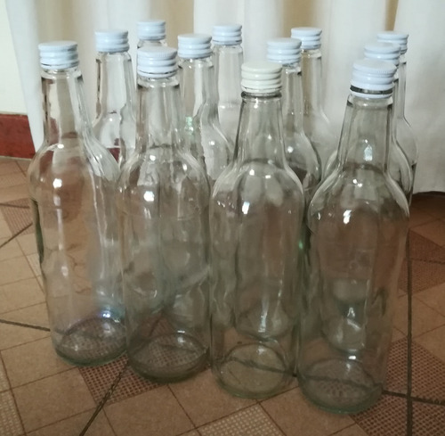 Docena De Botellas De Vidrio Vacías De 700 Ml Tapa Metálica