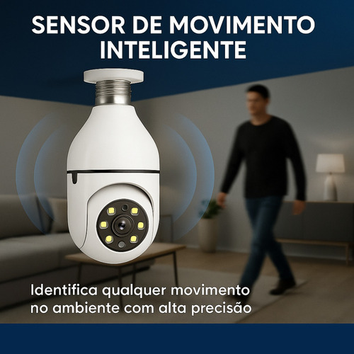 Camera Lampada Wifi Seguranca 360 Panoramica Sd App Pix Link