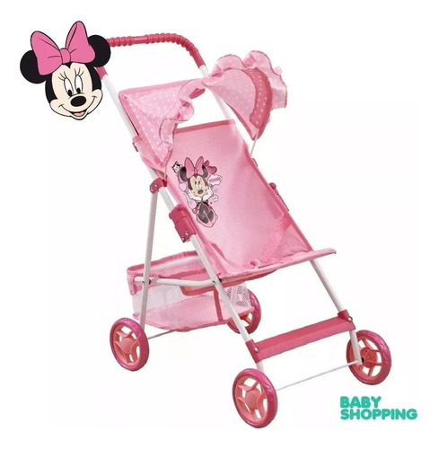 Juguete Coche Cuna Muñecas Bebote Minnie Mouse Baby Shopping