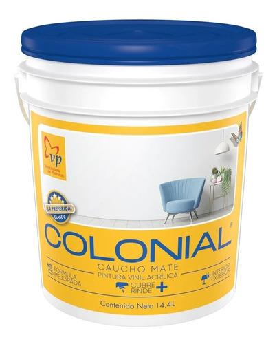 Pintura Caucho Mate Colonial Blanco Intenso Cuñete Vp Tienda