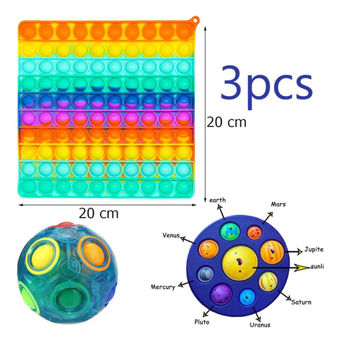 3pcs Big Fidget Toys Popit Ocho Planetas Juguetes Para Niños