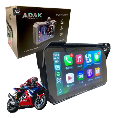 comprar Central Multimidia De Moto Adak Carplay Android Auto Sem Fio