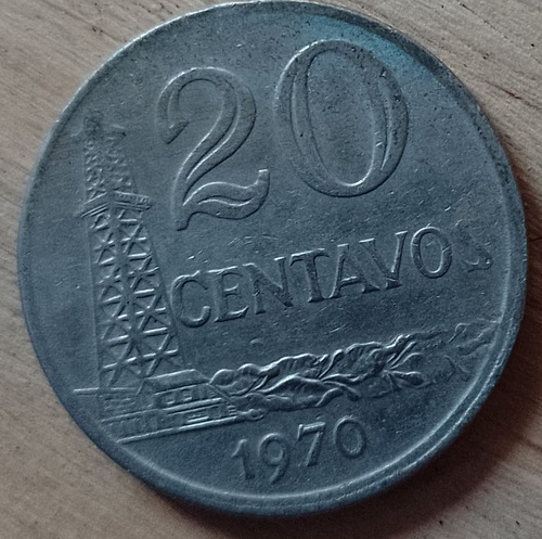 Moneda Brasil 20 Centavos Año 1970