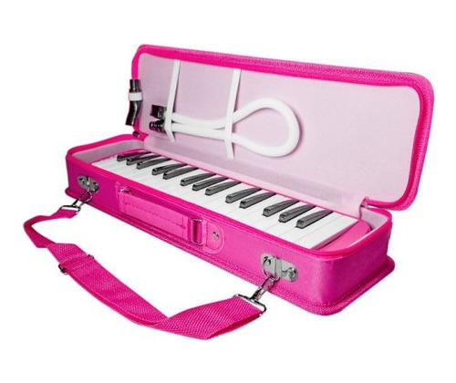 Flauta Melodica Rosa 32 Notas Estuche Semi Rigido Pq