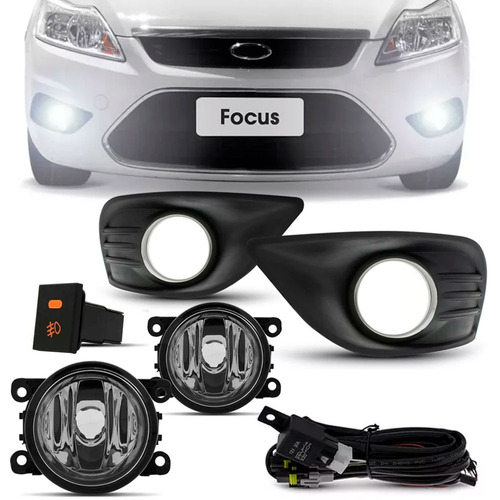 Kit Farol Auxiliar Focus Sedan 2009 À 2012 Grade Aro Cromado