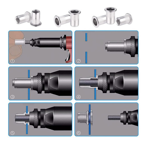 Uerca Remachable Hilo M6 Fierro Pack 50 - Acero Inoxida