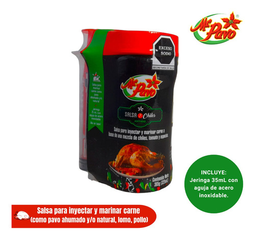 Salsa 7 Chiles Mr. Pavo- Para Marinar E Inyectar