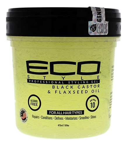 Ecoco Eco Style Gel - Aceite De Linaza De Ricino Negro 16 O.