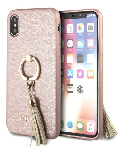 Funda Case Protector Guess Ring Stand Rose Gold iPhone XS/x