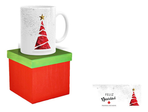 Regalo Caja Navidad Ideal Taza Feliz Navidad Pino