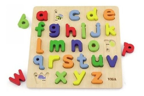 Puzzle Bloques Letras Minúscula  De Madera Viga