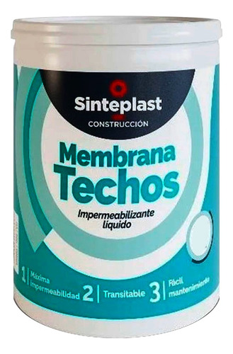 Pintura Membrana Techos Sinteplast Construcción 4 Kg