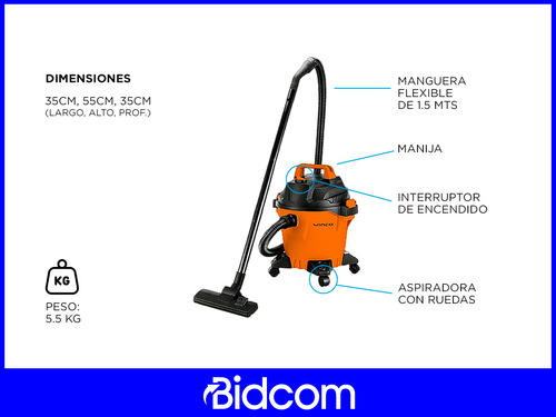 Aspiradora De Tacho Winco W531 Polvo Y Liquido 20l