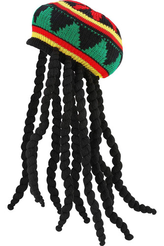 Sombrero Rasta Peluca Rasta Con Gorro Cotillón 44cm