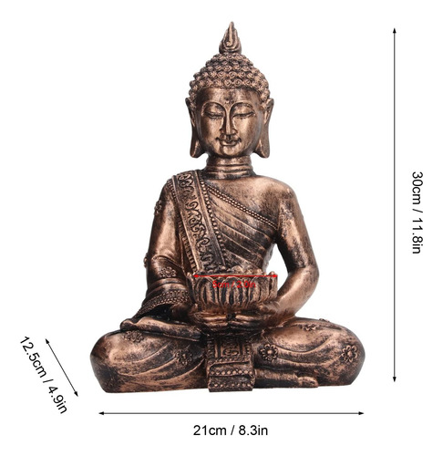 Soporte De Vela De La Estatua De Buda De 12 Pulgadas Cobre D