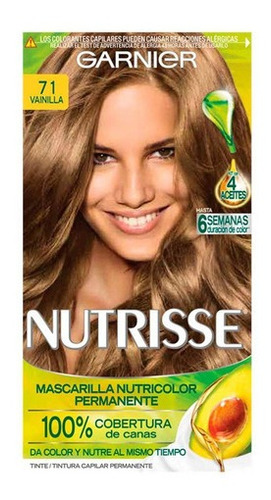 Kit Tintura Garnier  Nutrisse regular clasico Mascarilla nutricolor permanente tono 71 vainilla para cabello