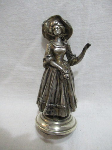 Figura Decorativa Dama Antigua Peltre 12.50 Cm Alto