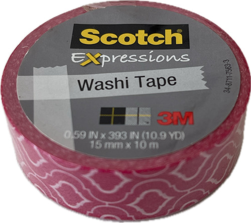 Cinta Scotch Washi Tape Expressions Rosa Rombos - 10 Metros