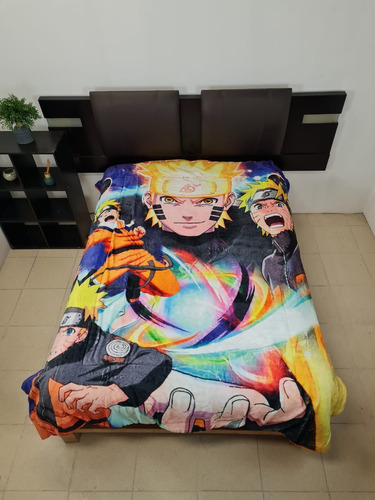 Cobertor Borrega Suave Infantil Matrimonial Providencia Naruto Amarillo Naranja Morado Verde Rojo Rosa Blanco Negro