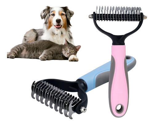 2 En 1 Cepillo Peine Deslanador Pelo Para Mascotas Color Grande