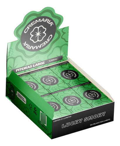 Caixa Piteira De Papel Large 24 Livretos Lucky Smoky Sabor Sem Sabor