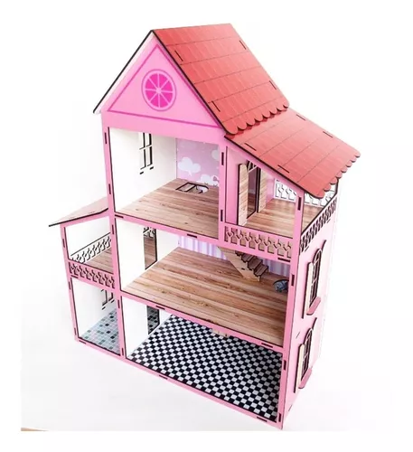 Casa de Boneca em mdf Decorada 60cm