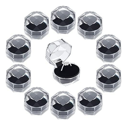 Chgcraft 40pcs Cajas De Anillo De Plástico Transparente Negr