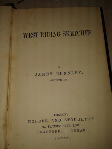 Libro West Riding Ketschest Antigua 1875 Burnley Ingles