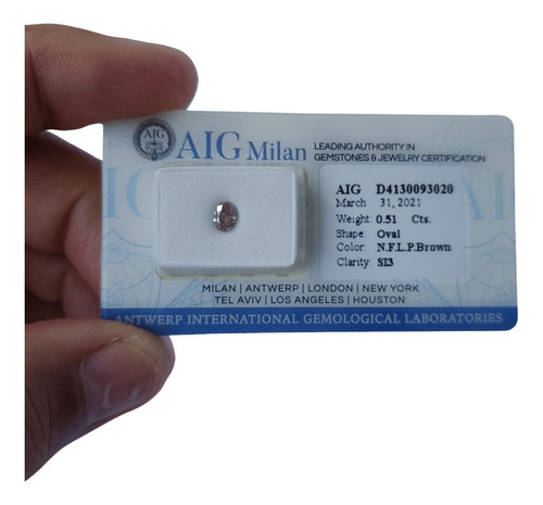 Diamante 100% Natural Certificado Aig Si3 0.51 Cts.