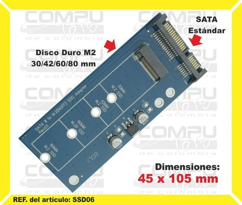 Adapte Su Disco M2 A Sata Estandar Ref: Ssd06 Computoys Sas