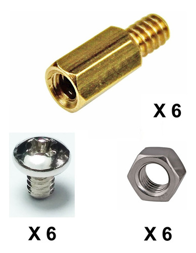 Imagen 1 de 9 de Kit X6 Torreta Tuerca Tornillo Motherboard Soporte Separador