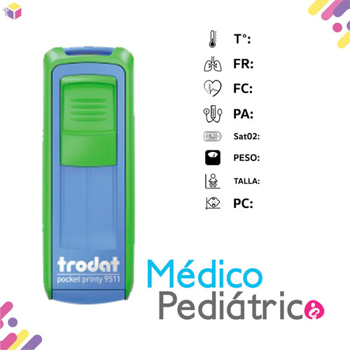 Imagen 1 de 6 de Sello Médico Pediátrico De Signos Vitales Para Enfermería