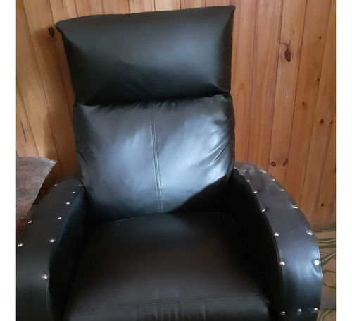 Sillon Reclinable Semi Cama 1 Pza Cuerina Negra 2 Posic.