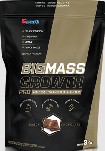 Suplemento em pó Growth Supplements  Big mass Growth pro ultra premium blend sabor  chocolate em sachê de 3kg