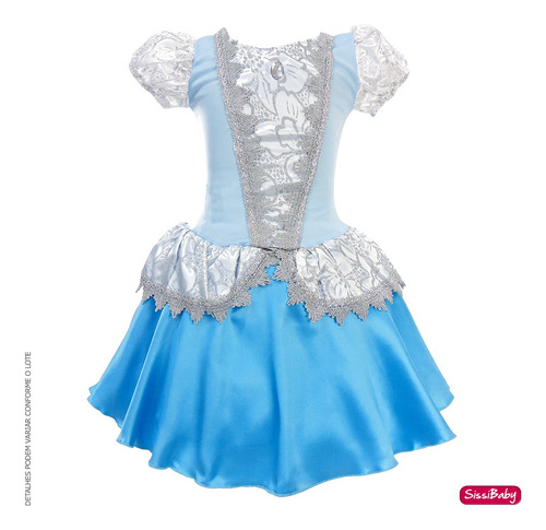 Fantasia Infantil Princesa Cinderela Frozen Azul Linha