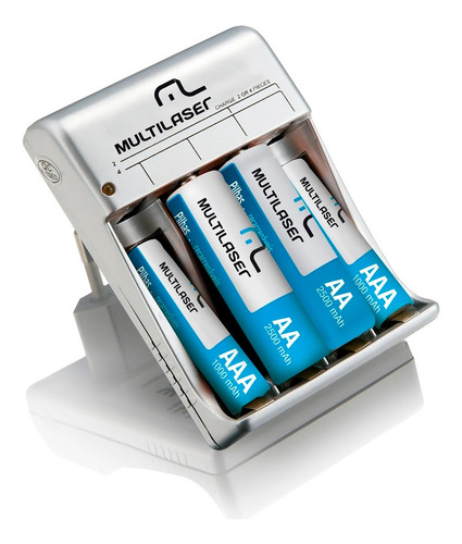 Imagen 1 de 4 de Cargador De Pilas Multilaser Compacto Ligero 2aa + 2xaaa