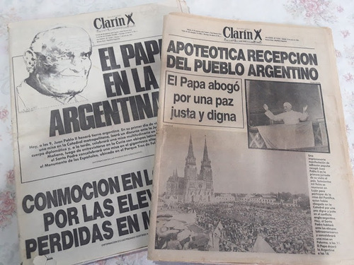 Juan Pablo Ii En Argentina 11 Y 12 Junio 1982 Diario Clarín 