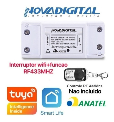 Imagem 2 de 8 de Interruptor Relé Inteligente Rf 433mhz Automação Residencial
