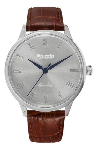 Reloj Nivada Grenchen Caballero Acero/piel Gris Romano