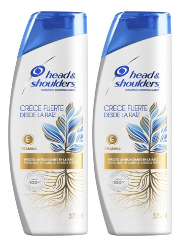 2 Shampoo Head & Shoulders Crece Fuerte Desde La Raíz 375ml