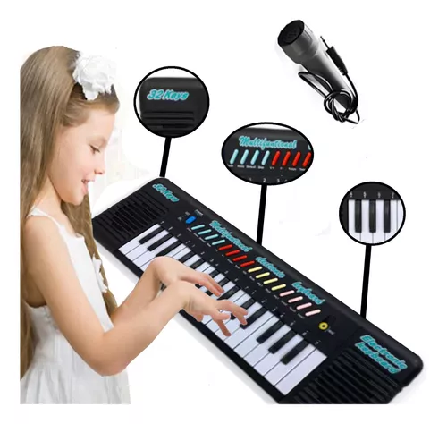 Teclado Infantil Piano Brinquedo Musical Com Karaoke E Microfone