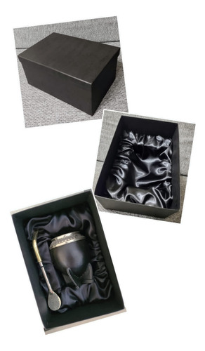 Caja Estuche Para Guarda Mate Y Bombilla Premium Con Sostene Negro