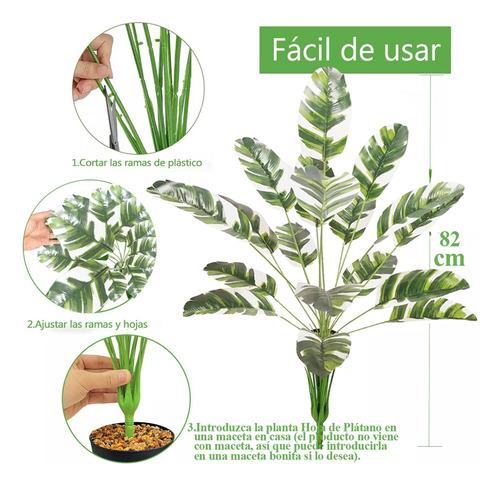 82 Plantas Artificiales 18 Hojas Plátano Decorativas Hogar